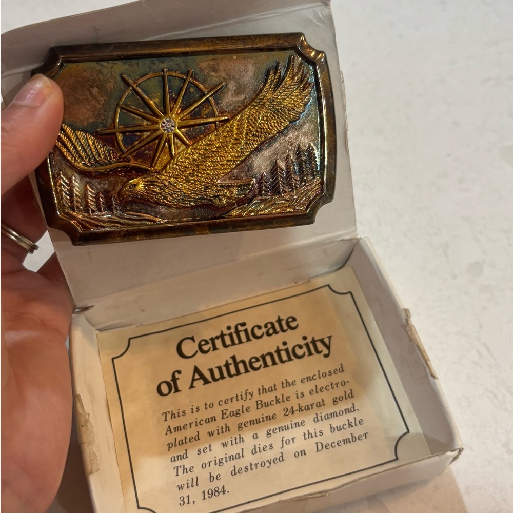 Diamond American Eagle Buckle - genuine 24k gold set with Diamond